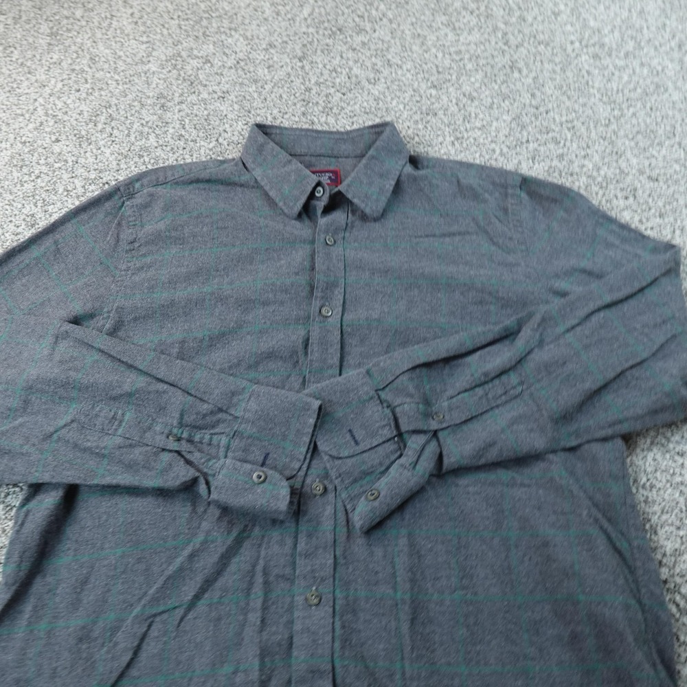 UNTUCKit Shirt Mens XL Gray Blue Flannel Button Up Long Sleeve Slim Outdoor